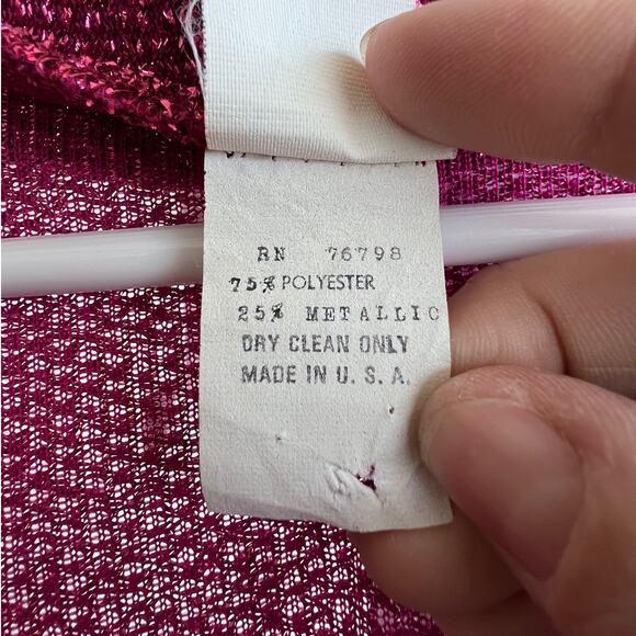 Vintage 1980's pink metallic shrug size M - Picture 5 of 6